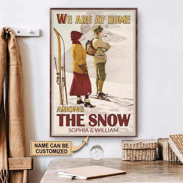 Personalized Canvas Art Painting, Canvas Gallery Hanging Skiing Couple Retro We Are At Home Wall Art Decor Framed Prints, Canvas Paintings