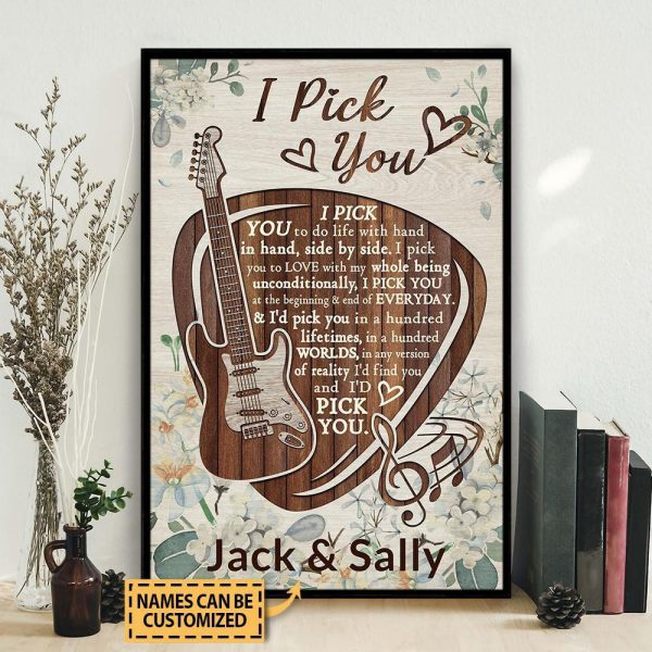 Personalized Canvas Painting Frames Guitar Pallet I Pick You Framed Prints, Canvas Paintings