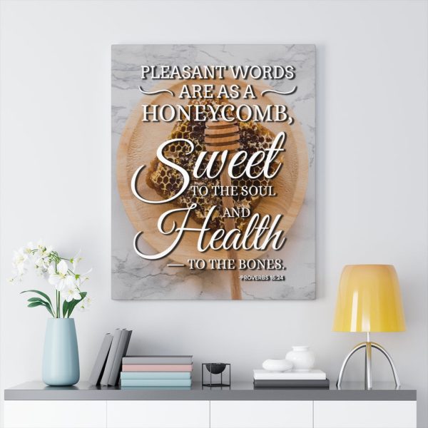 Scripture Canvas Pleasant Words Proverbs 16:24 Christian Bible Verse Meaningful Framed Prints, Canvas Paintings - Image 4