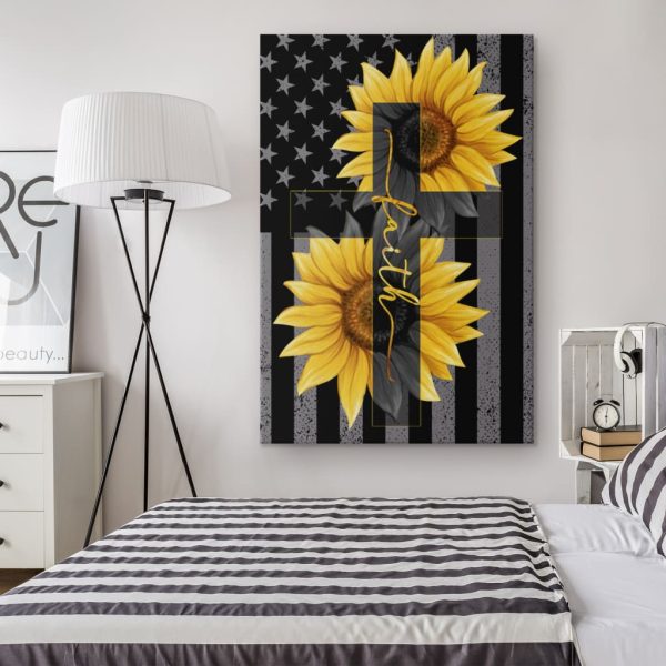 Sunflower Faith Cross Canvas Gallery Painting Wrapped Canvas Christian Canvas Gallery Painting Wrapped Canvas - Image 2