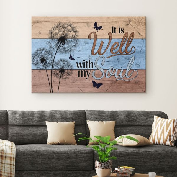 It Is Well With My Soul Dandelion Butterfly Christian Canvas Gallery Painting Wrapped Canvas - Image 2