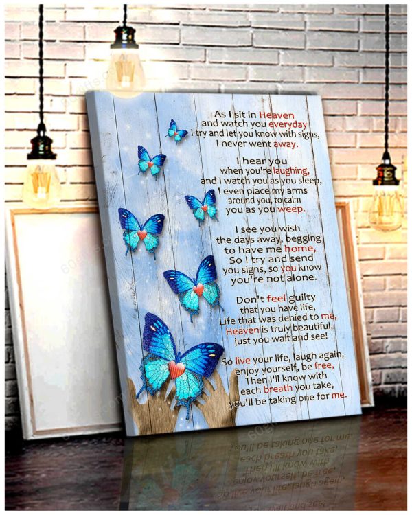 Personalized Name Housewarming Gifts In Heaven Butterfly Poem - Customized Memorial Decor Canvas Print Wall Art