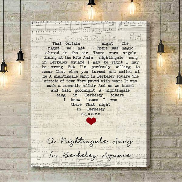 Tori Amos, David Arnold A Nightingale Sang In Berkeley Square Script Heart Song Lyric Art Print - Canvas Print Wall Art Home Decor