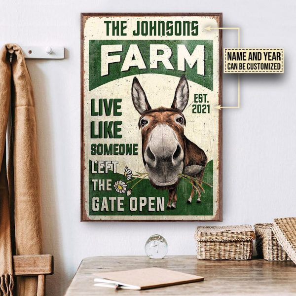 here Gifts Personalized Farm Donkey Live Like Canvas Home Decor