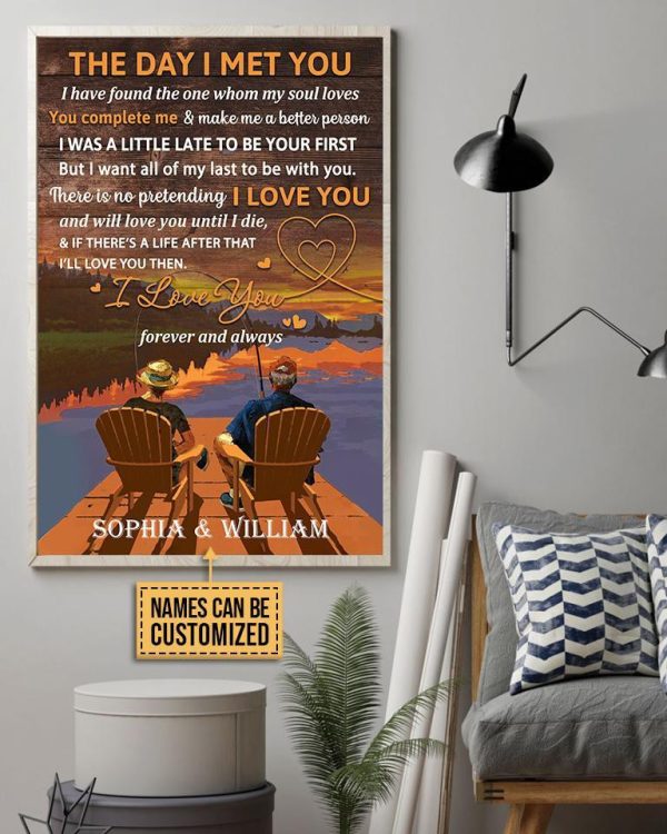 here Gifts Personalized Fishing Sunset I Met You Canvas Home Decor