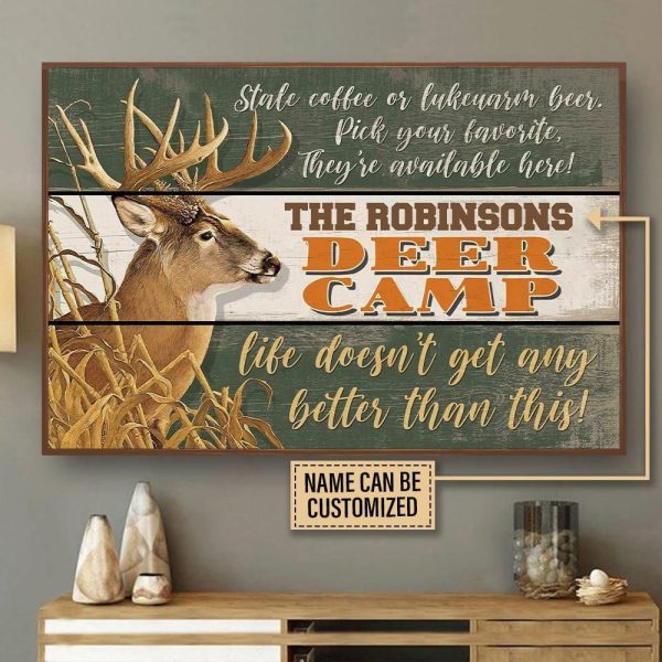 here Gifts Personalized Deer Camp Any Better Than This Canvas Home Decor