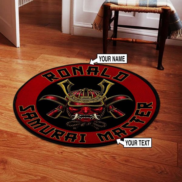 Personalized Samurai Master Shogun Helmet Round Rug, Carpet 07491