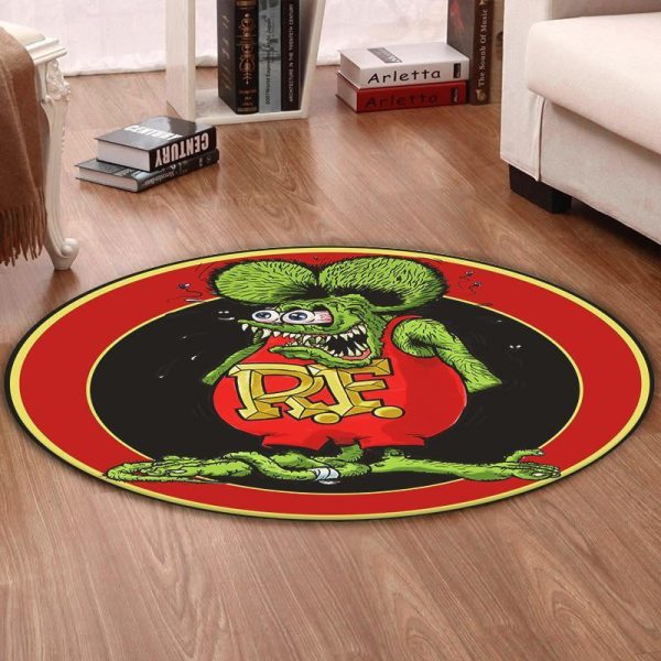 Rat Fink Hot Rod Round Mat 06734 Living Room Rugs, Bedroom Rugs, Kitchen Rugs