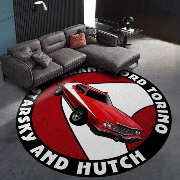 Starsky And Hutch Ford Gran Torino Round Mat Round Floor Mat Room Rugs Carpet Outdoor Rug Washable Rugs