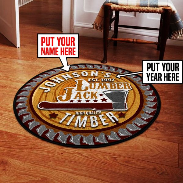 Personalized Lumberjack Round Mat Round Floor Mat Room Rugs Carpet Outdoor Rug Washable Rugs