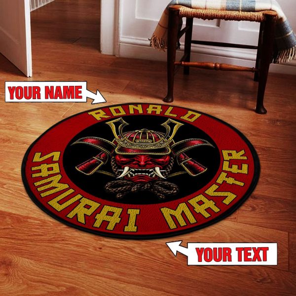 Personalized Samurai Master Shogun Helmet Round Rug, Carpet 07491 - Image 4