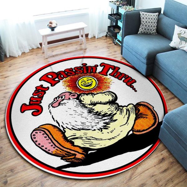 Just Passing Through Hot Rod Round Mat Round Floor Mat Room Rugs Carpet Outdoor Rug Washable Rugs - Image 2