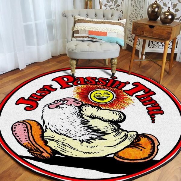 Just Passing Through Hot Rod Round Mat Round Floor Mat Room Rugs Carpet Outdoor Rug Washable Rugs - Image 3