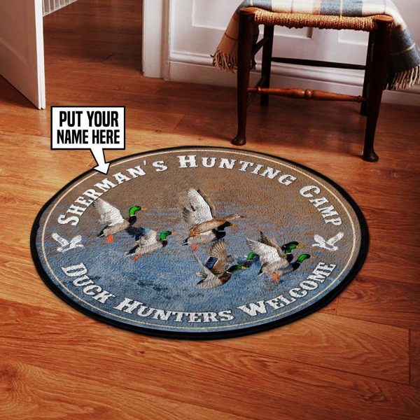 Personalized Duck Hunters Welcome Round Rug, Carpet 06527 - Image 2