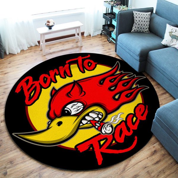 Hot Rod Woodpecket Born To Race Round Mat Round Floor Mat Room Rugs Carpet Outdoor Rug Washable Rugs - Image 2