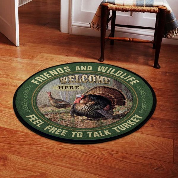 Talking Turkey Hunting Round Rug, Carpet 06510 - Image 2