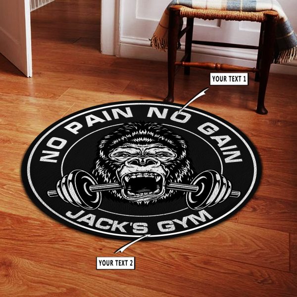 Personalised Gym, Home Gym Motivational Round Rug 10677 - Image 3