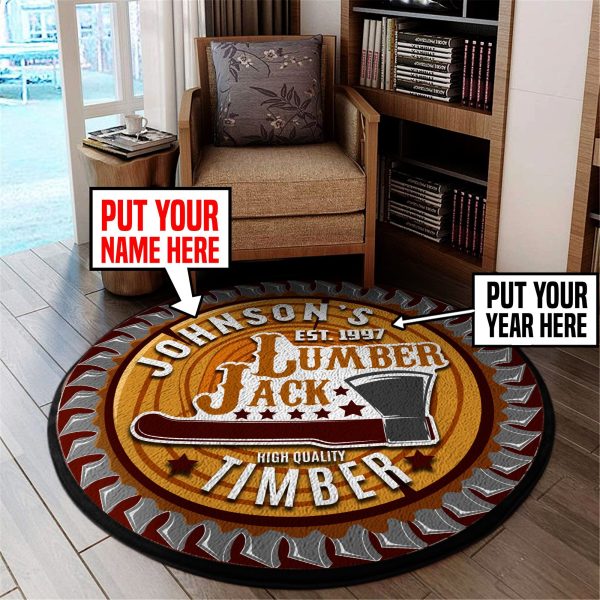 Personalized Lumberjack Round Mat Round Floor Mat Room Rugs Carpet Outdoor Rug Washable Rugs - Image 2