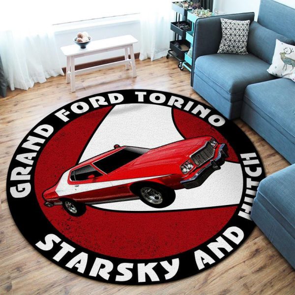 Starsky And Hutch Ford Gran Torino Round Mat Round Floor Mat Room Rugs Carpet Outdoor Rug Washable Rugs - Image 3