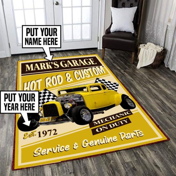 Personalized Garage Hot Rod And Custom Area Rug Carpet - Image 3