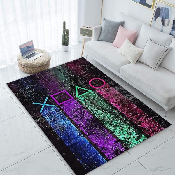 Retro Game Symbol Rectangle Rug Carpet Washable Rugs