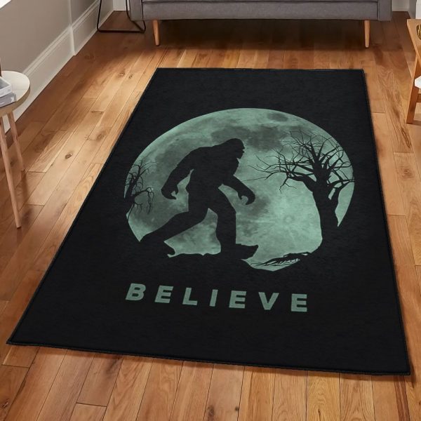 Barbeque Playroom Rug Camping Bigfoot Rug Rectangle Rugs Washable Area Rug Non-Slip Carpet For Living Room Bedroom