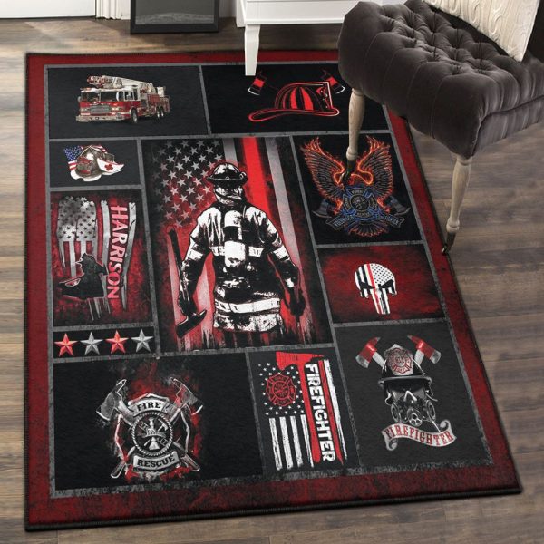 Rescue Firefighter Washable Rugs Firefighter Rug Rectangle Rugs Washable Area Rug Non-Slip Carpet For Living Room Bedroom - Image 2