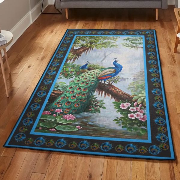 Peacock Peacock Rug Rectangle Rugs Washable Area Rug Non-Slip Carpet For Living Room Bedroom