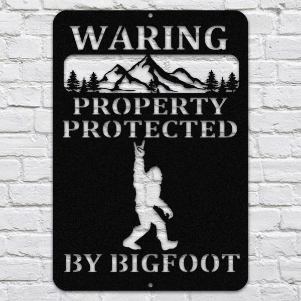 Warning Property Protected By Bigfoot Metal Sign, Funny Cabin Sign Las - Image 3