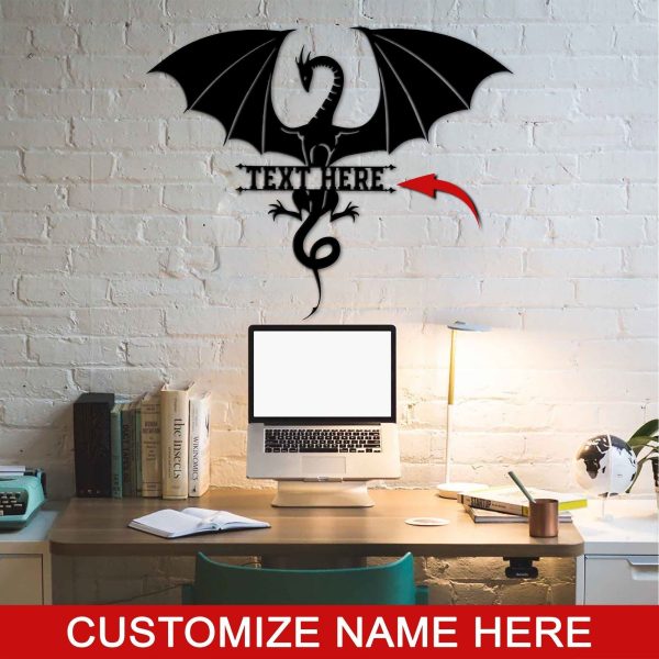 Personalized Dragon Metal Wall Art, Sign For Home, Dragon Signs, Game