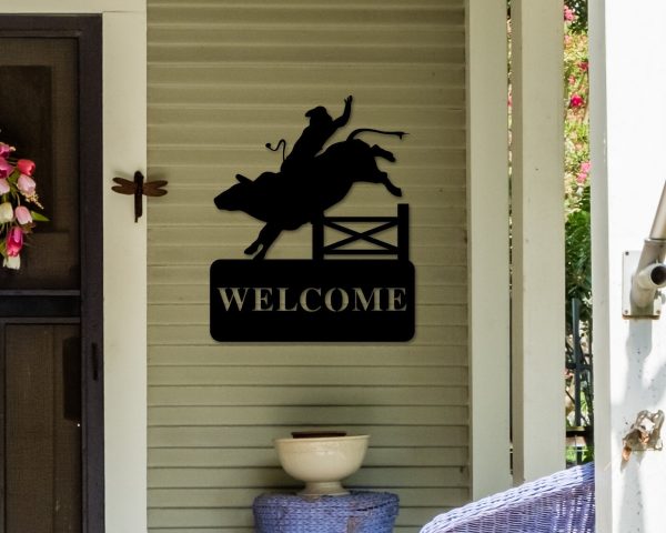 Rodeo Decor Bucking Bull Welcome Sign Ranch Welcome Sign Cowboy Decor