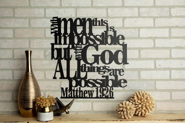 Matthew 19:26 With God All Things Are Possible Metal Art Wall Hang Cut