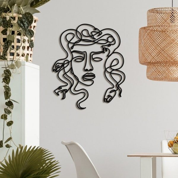 Medusa Gorgon Line Art Metal Sign Living Room Bedroom Wall Decor Boho