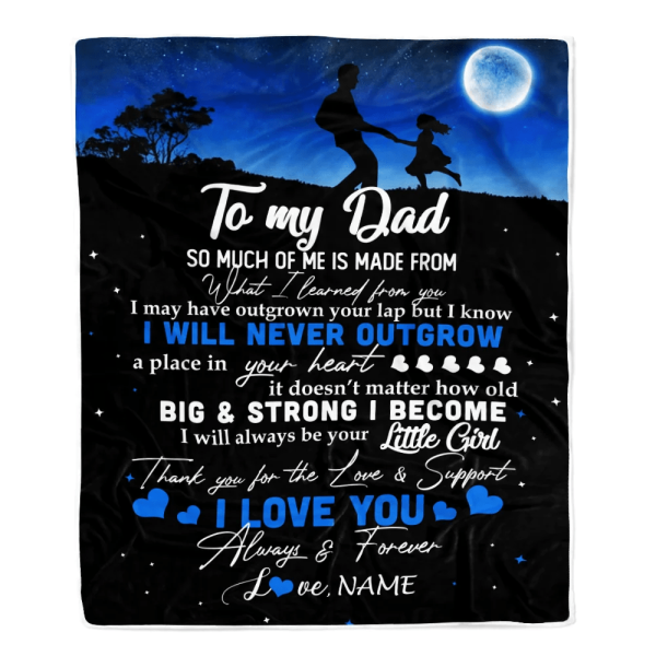 Personalized To My Dad Blanket from Daughter Kids I Love You Always Fo