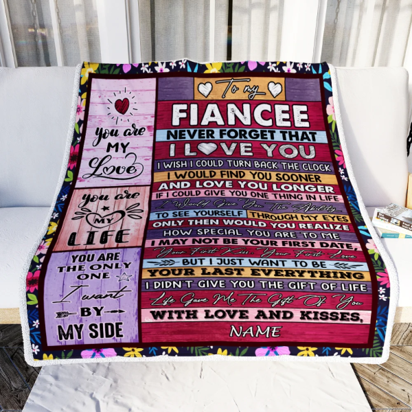 Personalized To My Fiancee Blanket From Fiance Name Wood Never Forget - Image 3