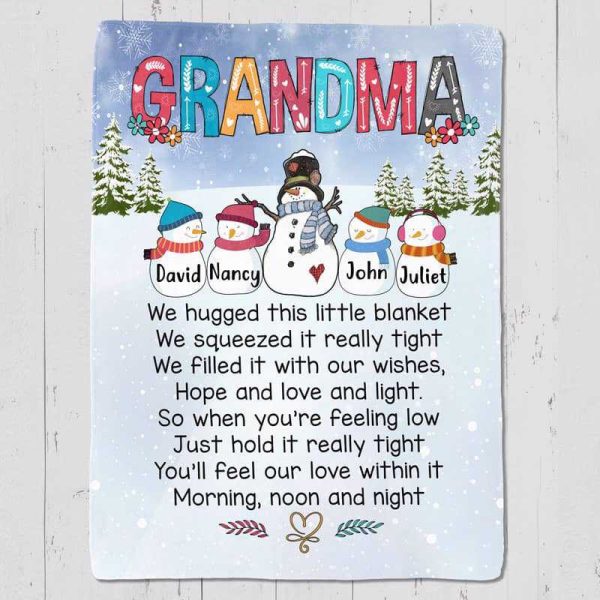 Nana Snowman Personalized Fleece Blanket - Image 2