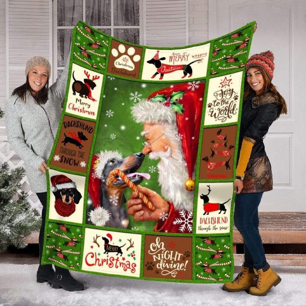 Quote Santa Claus Dachshund Fleece Blanket Gift For Dog Lovers