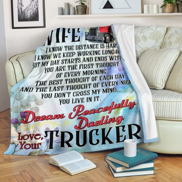 I Know The Distance Is Hard Fleece Blanket Gift For Trucker's Wife Fle