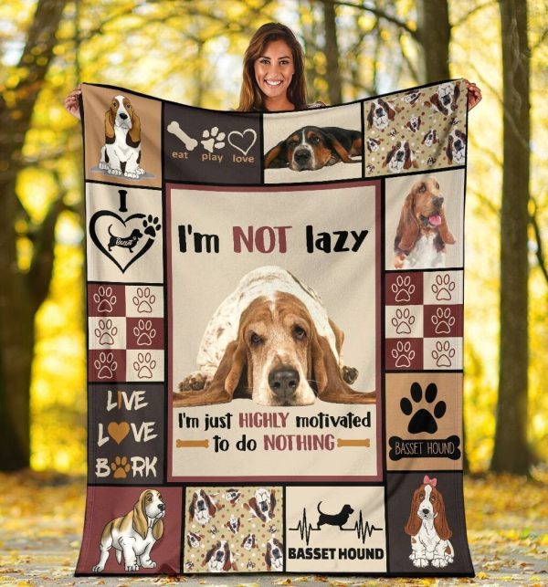 I'm Not Lazy I'm Just Highly Motivated Funny Basset Hound Dog Fleece B