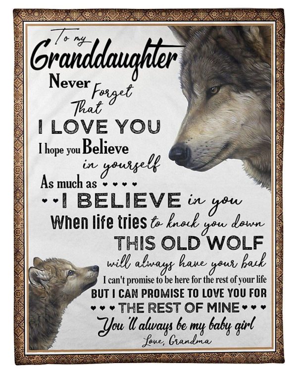 Wolf Blanket Giving Granddaughter You'll Always Be My Baby Girl Fleece