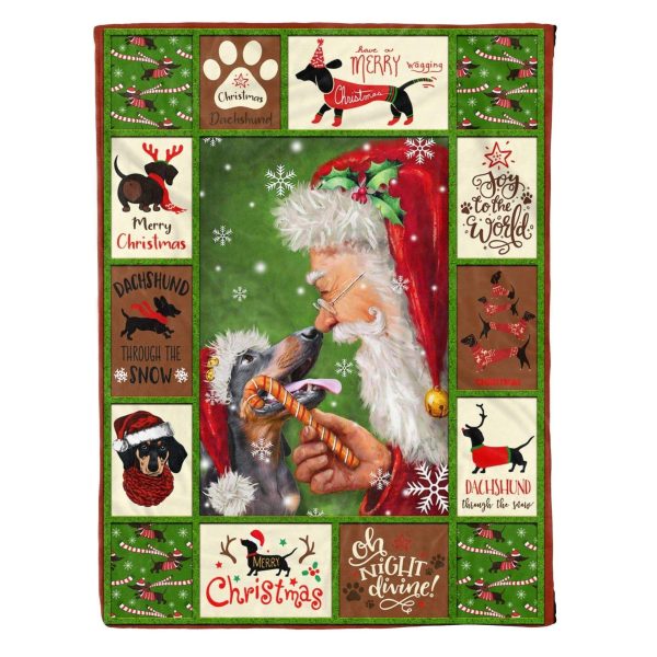 Quote Santa Claus Dachshund Fleece Blanket Gift For Dog Lovers - Image 2