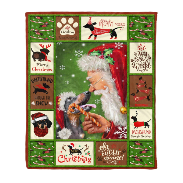 Quote Santa Claus Dachshund Fleece Blanket Gift For Dog Lovers - Image 3