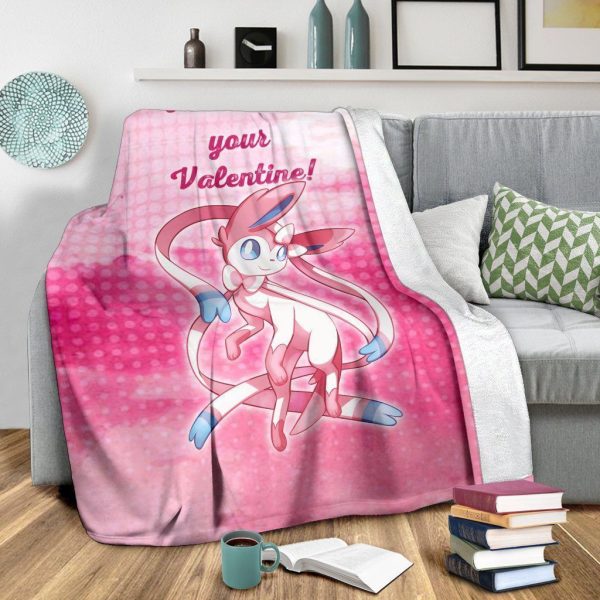 Sylveon Your Valentine Love Quote Printed Fleece Blanket - Image 3