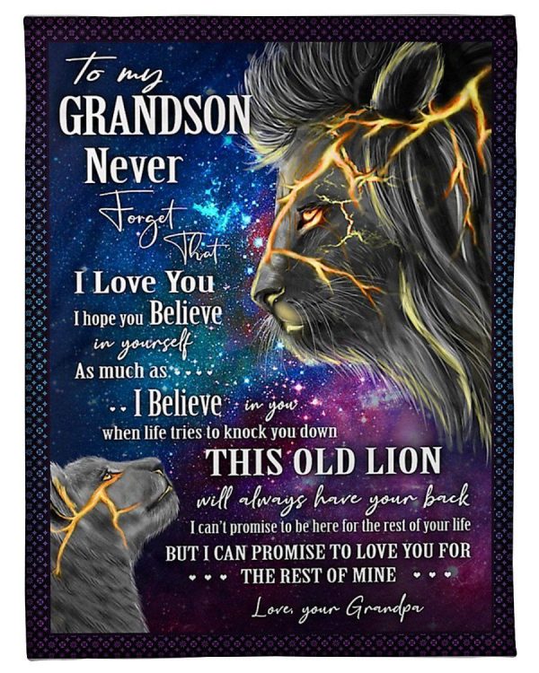 Lion Galaxy The Rest Of Mine Grandpa To My Grandson Fleece Blanket Fle