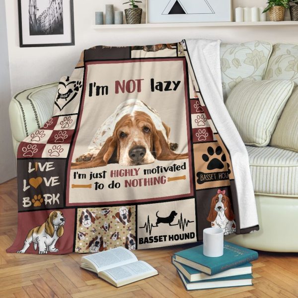 I'm Not Lazy I'm Just Highly Motivated Funny Basset Hound Dog Fleece B - Image 2