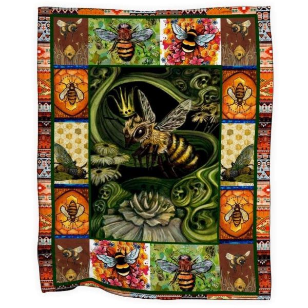 Gift For Bee Lovers Fleece Blanket With Bees - Image 2