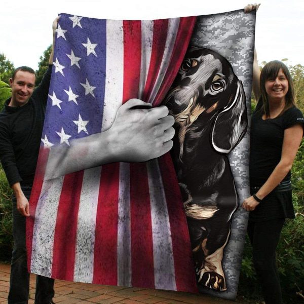 Usa Flag Dachshund Fleece Blanket Gift For Dog Lovers - Image 6