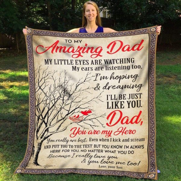 I'm Hoping And Dreaming Fleece Blanket Gift For Dad - Image 4