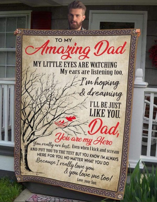 I'm Hoping And Dreaming Fleece Blanket Gift For Dad - Image 6