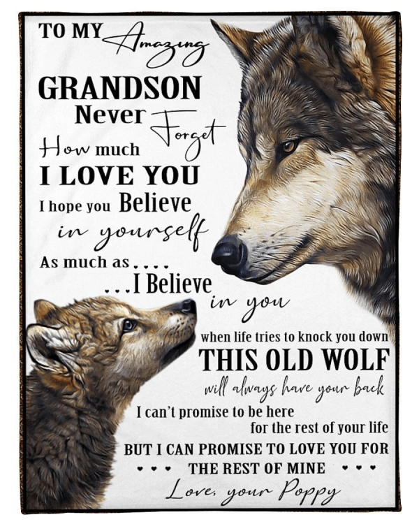 Poppy Gift For Grandson Never Forget How Much I Love You Wolf Edition - Image 2